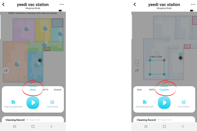 Уборка отдельных помещений и уборка определенной зоны настраивается в Yeedi App